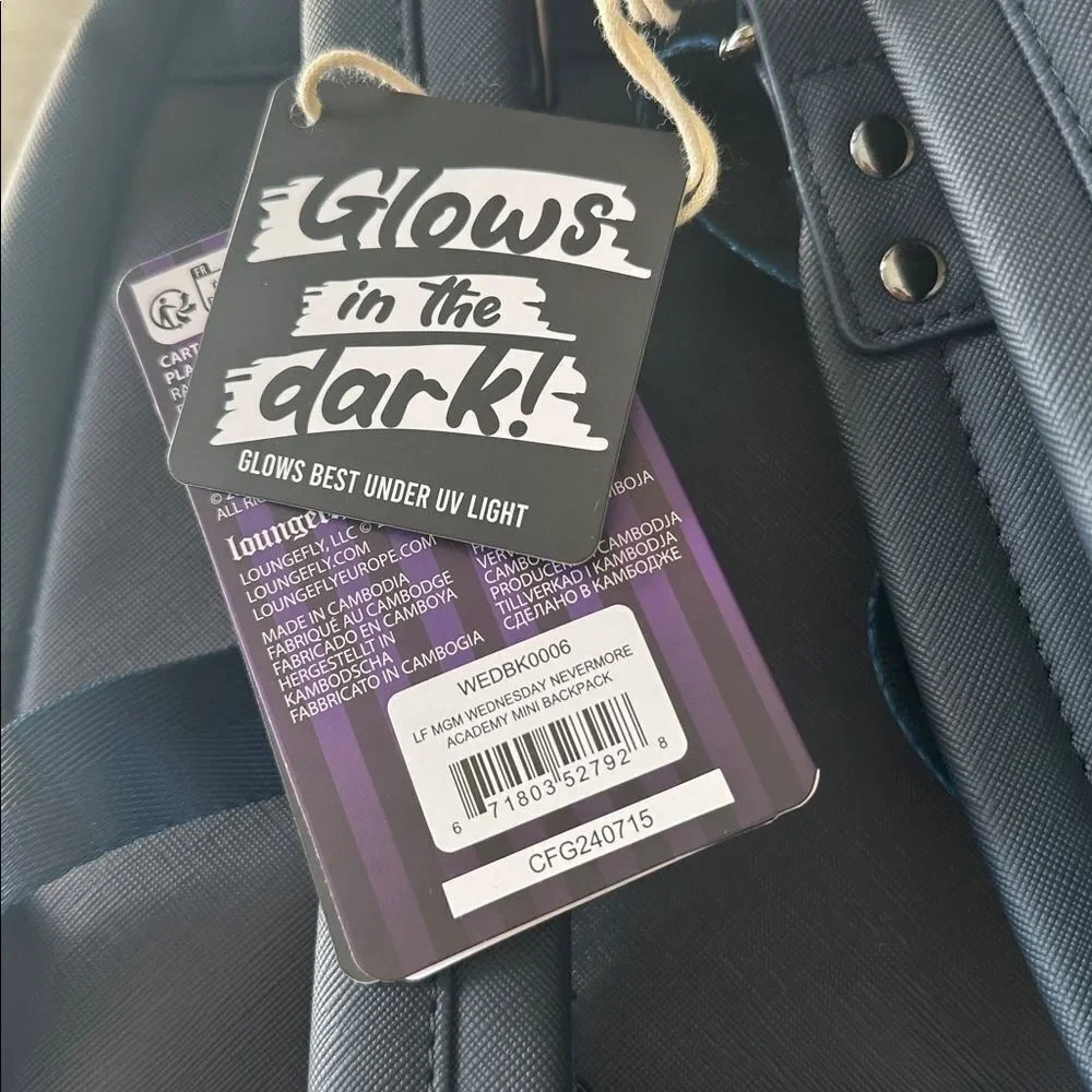 Loungefly Wednesday Nevermore Academy Castle Glow Mini Backpack NWT